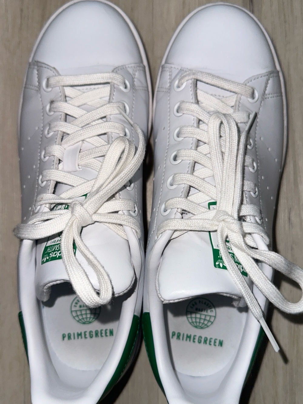 adidas White Sneakers with Green Heel Tab